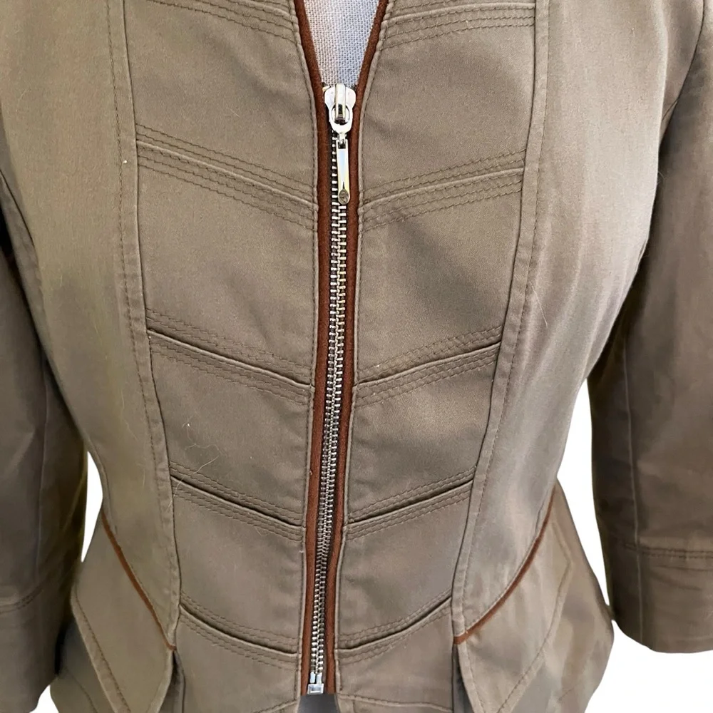 White House Black Market Olive Green Military Style Fitted Jacket 0